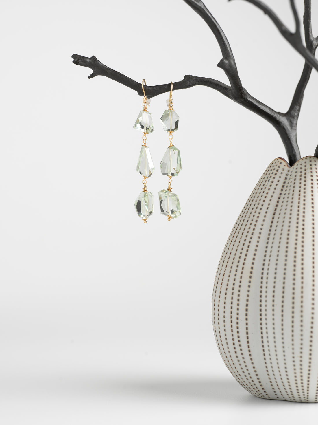 Green Amethyst Triple-Drop Earrings