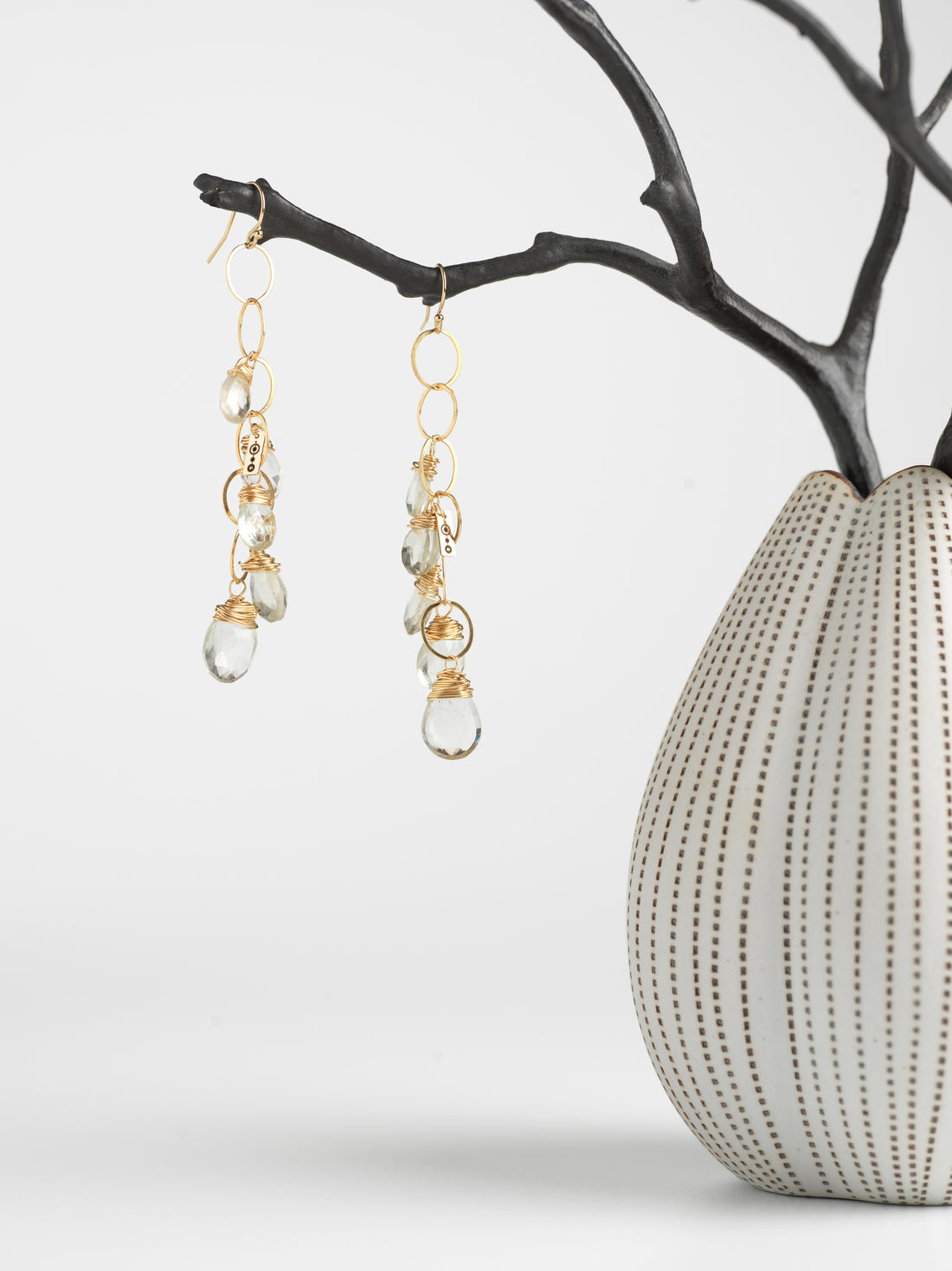 Green Amethyst Linked-Drop Earrings