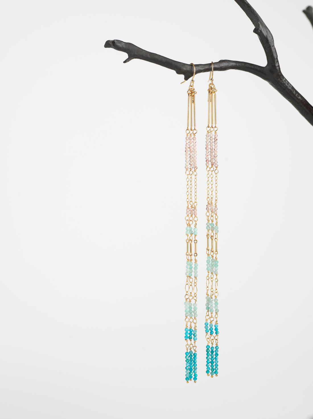 Strawberry Quartz & Apatite Tassel Earrings