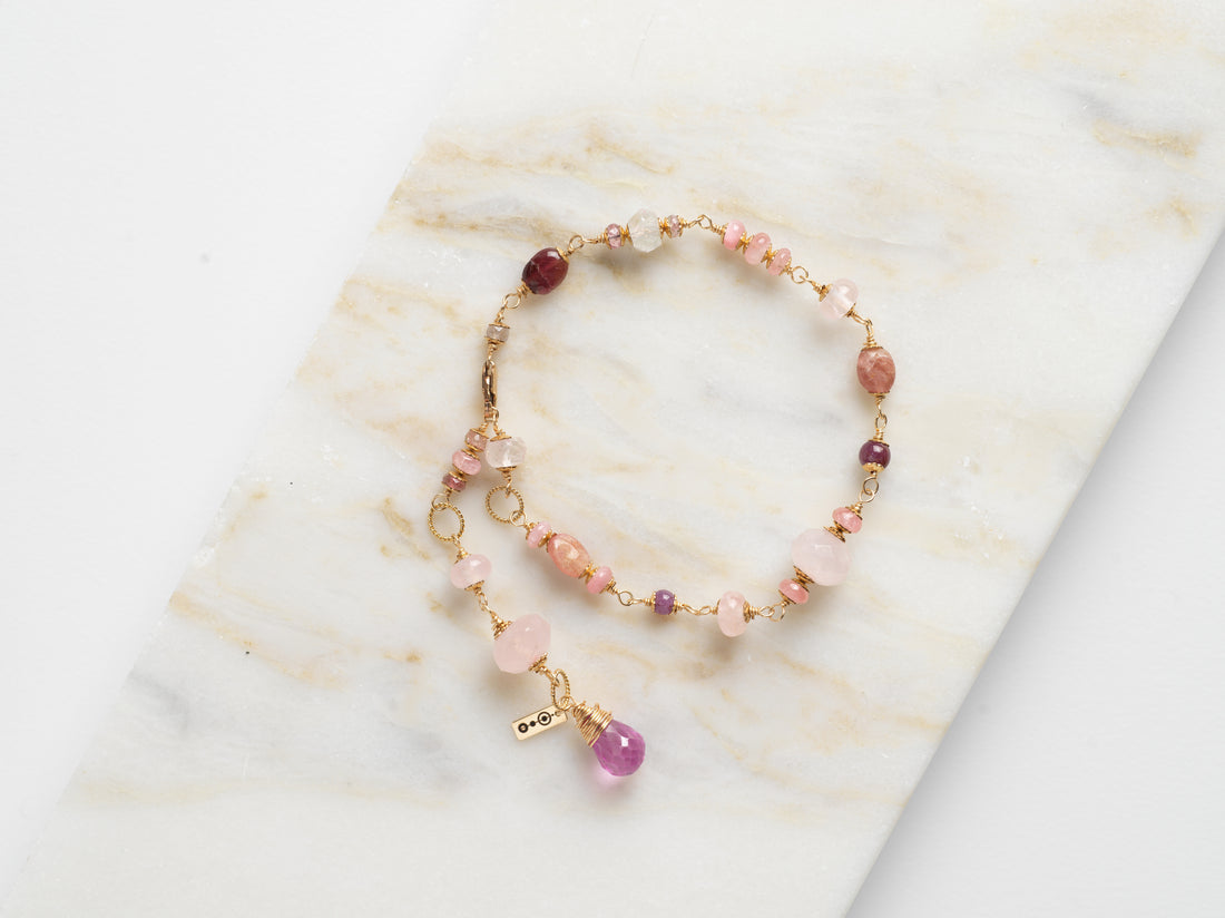 Pink Gemstone Charm Bracelet