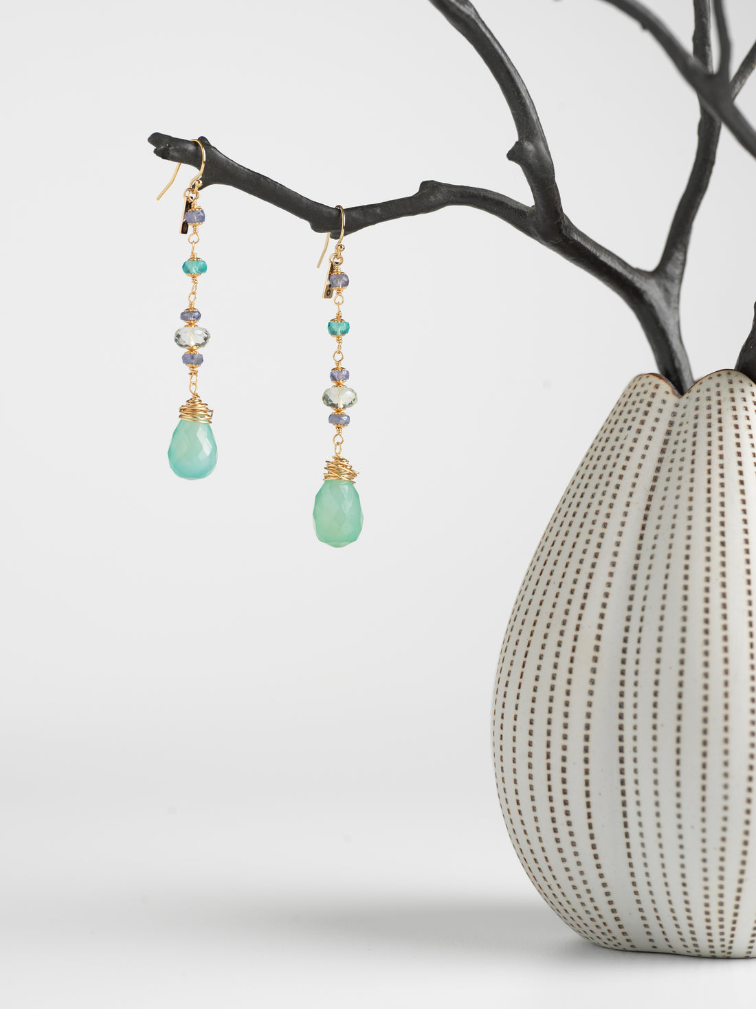 Chalcedony & Tanzanite Drop Earrings