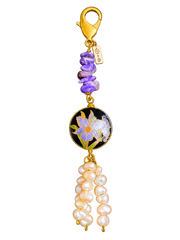 Vintage Enamel & Pearl Bag Charm