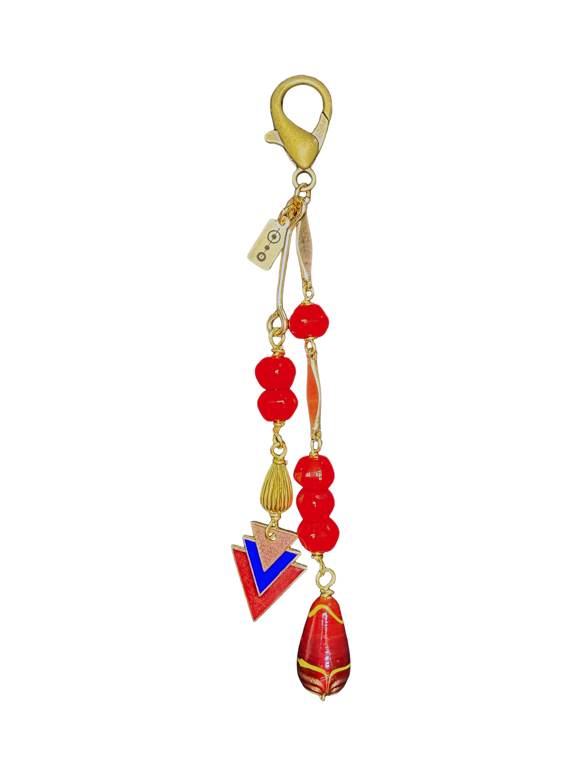 Red Czech Glass & Enamel Bag Charm