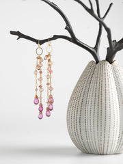 Pink Gemstone Cascade Earrings