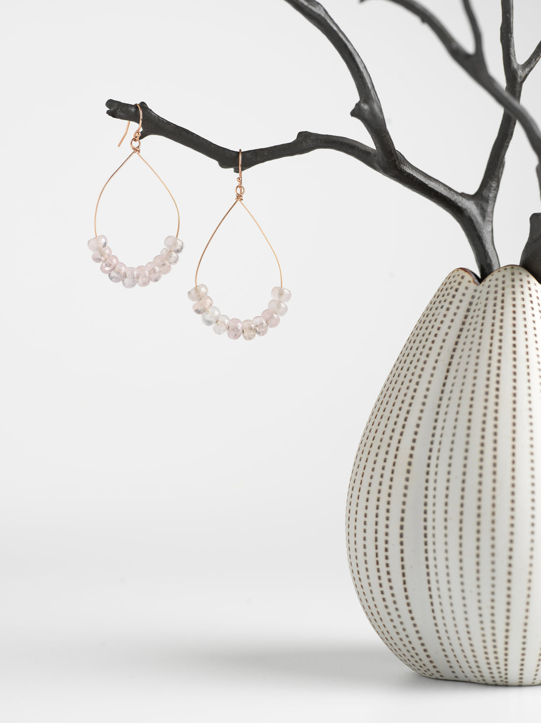 Morganite Teardrop Hoops