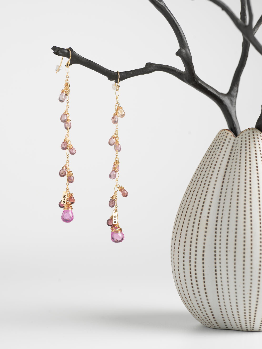 Pink Sapphire & Raspberry Spinel Drop Earrings