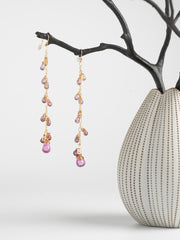 Pink Sapphire & Raspberry Spinel Drop Earrings