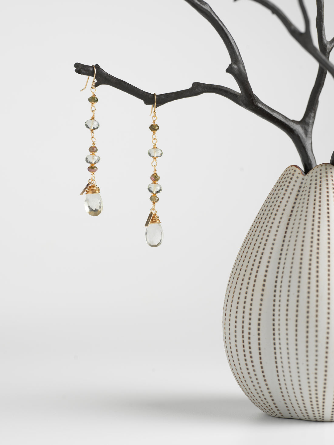 Tourmaline & Green Amethyst Drop Earrings