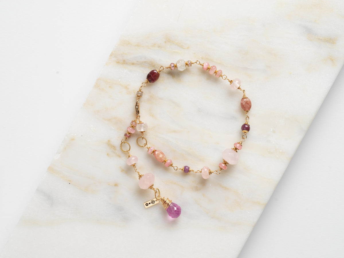 Pink Gemstone Charm Bracelet