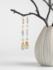 Pastel Gemstone & Chalcedony Drop Earrings
