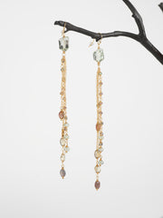 Green Amethyst & Tourmaline Cascade Earrings