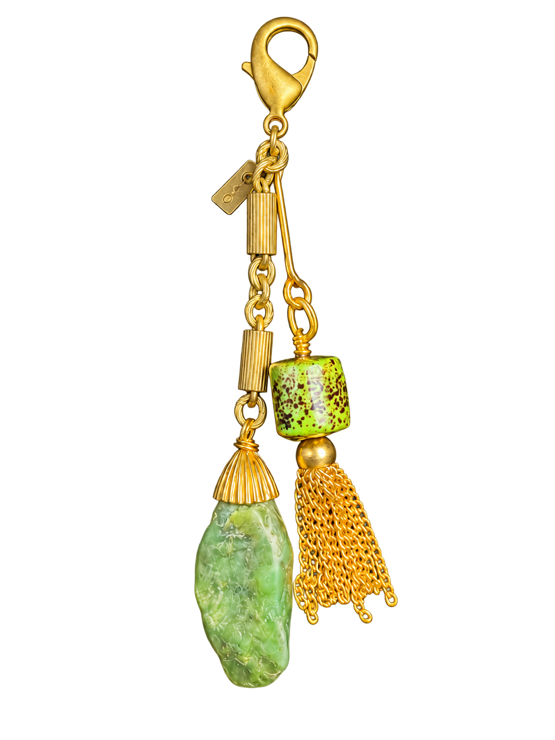Big Sur jade and vintage ceramic bag charm